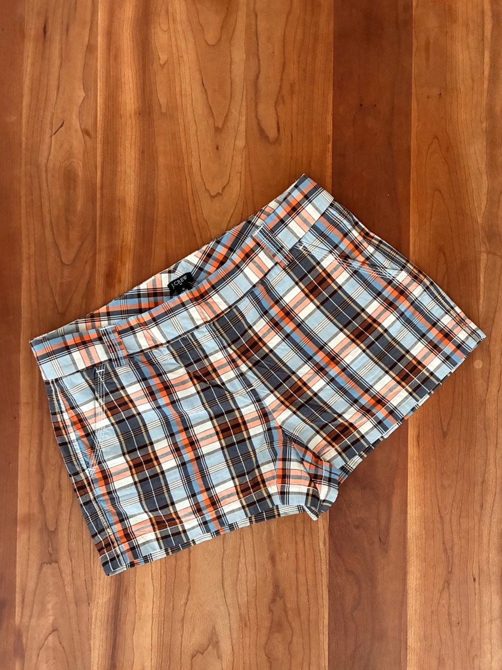 J. Crew City Fit Plaid Chino Shorts Size 10 Multicolor Preppy Cotton 3" Inseam